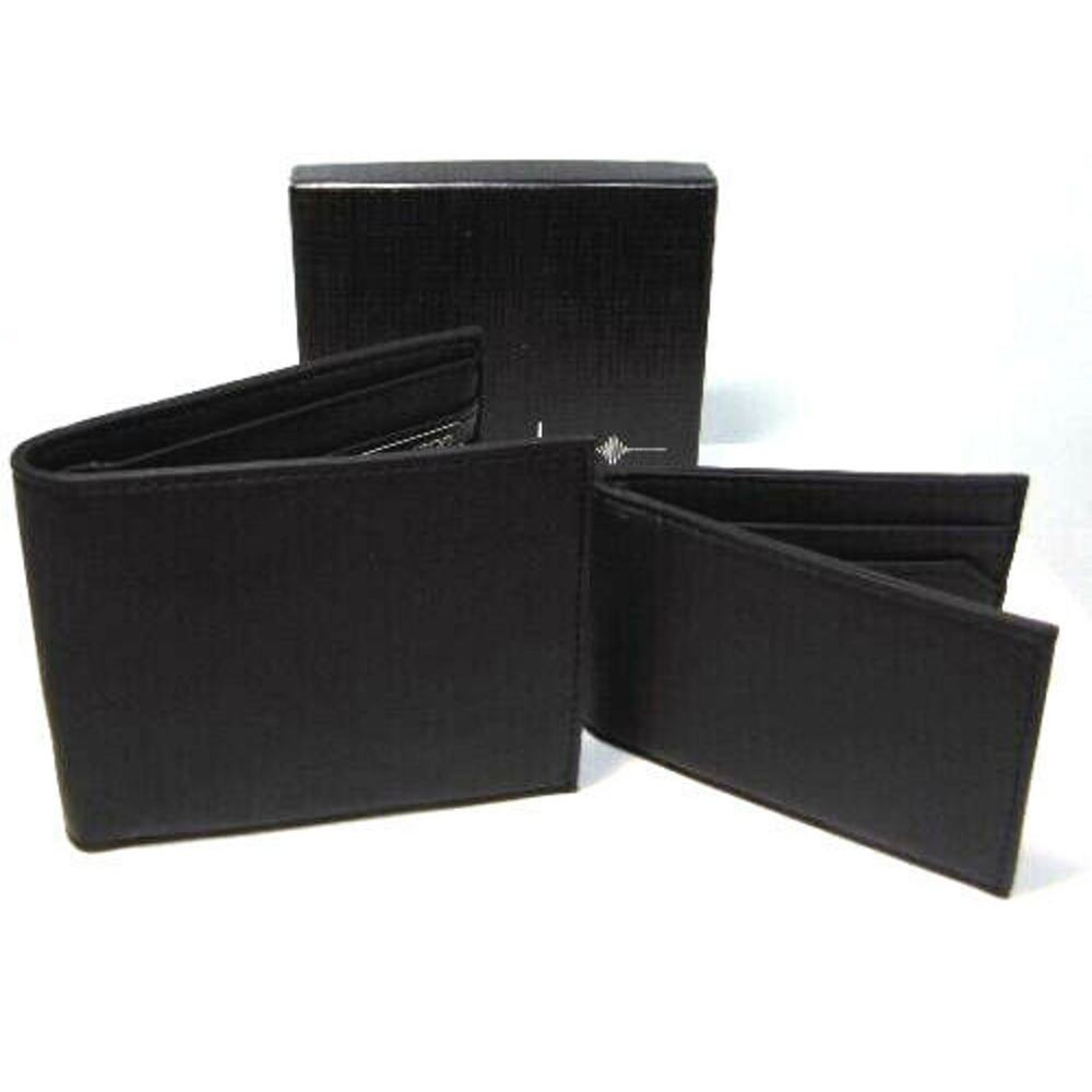 NEW Mens RFID Block BIFOLD WALLET +Removable PASSCASE Buxton Black Faux Leather